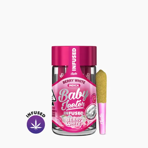 httpsascendsdispensary.comwp-contentuploads2024111694642300-jeeter-baby-berry_white-ca.jpg-600x600-1.webp JEETER | Baby Jeeters Berry White – 5 Pack Infused Prerolls (0.5g each) - Image 1