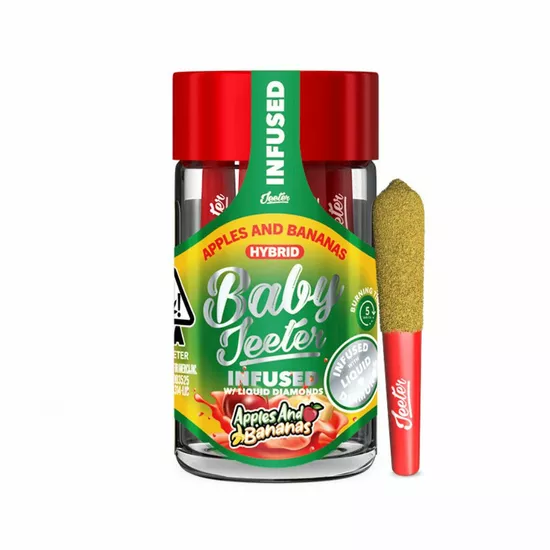 httpsascendsdispensary.comwp-contentuploads202411Jeeter_-_apples_and_bananas_-_babies_2.webp Apples and Bananas (H) – Baby Jeeter Infused Pre-Rolls - Image 1