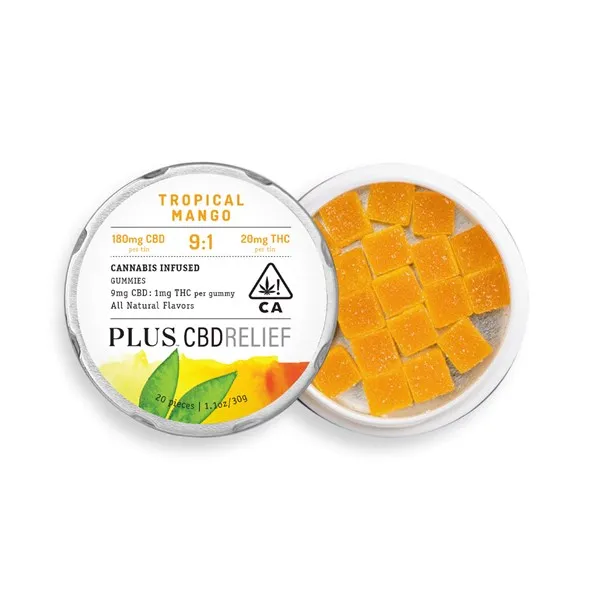 httpsascendsdispensary.comwp-contentuploads202411PLUS-Mango-CBD-relief-gummies.webp CBD Relief Tropical Mango 9:1 Gummies - Image 1