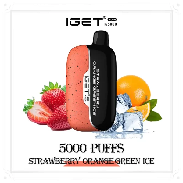 strawberry-orange-green-ice-iget-moon-k5000-puffs-600x600-1 Strawberry Orange Green Ice – IGET Moon 5000 Puffs - Image 1